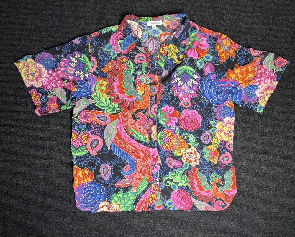 Johnny Was Jaclyn Long Silk lounge/PJ Top M Emberwing print TOP ONLY